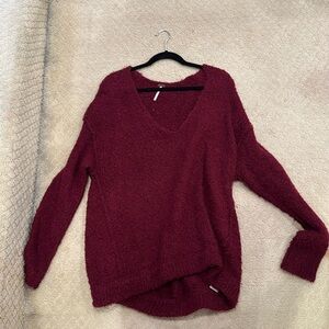 Free People Lofty V-neck Pullover Alpaca Sweater